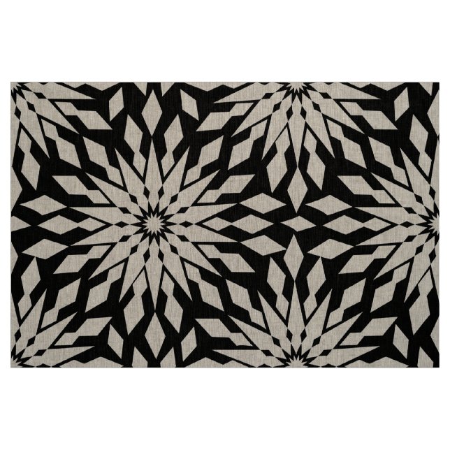 White & Black Turkish Motive Geometric Pattern Fabric (Fat Quarter)