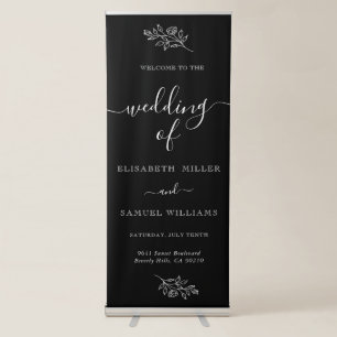 White Black Typography Botanical Flower Retractable Banner
