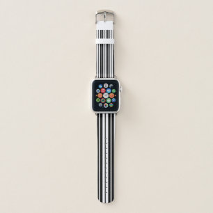White Black Vertical Stripes Pattern Design Apple Watch Band