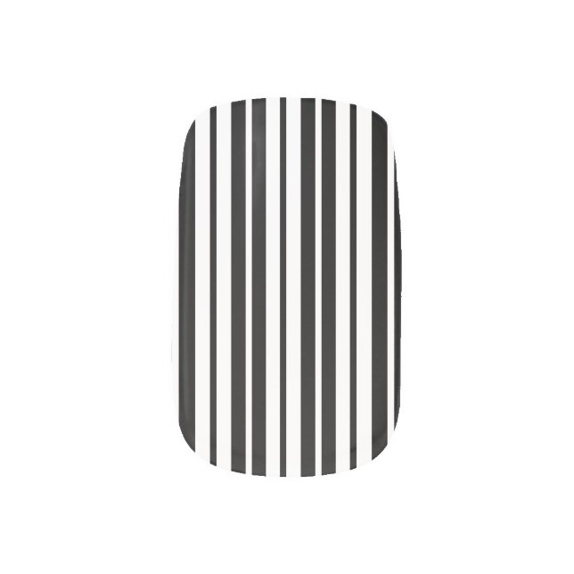 White Black Vertical Stripes Pattern Design Minx Nail Art (Left Thumb)