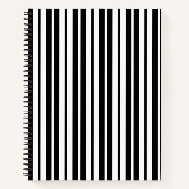 White Black Vertical Stripes Pattern Design Notebook (Front)