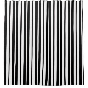 White Black Vertical Stripes Pattern Design Shower Curtain