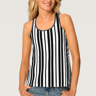 White Black Vertical Stripes Pattern Design Tank Top