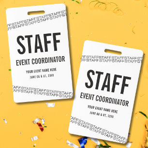 White Black VIP All Access Pass Staff Badge