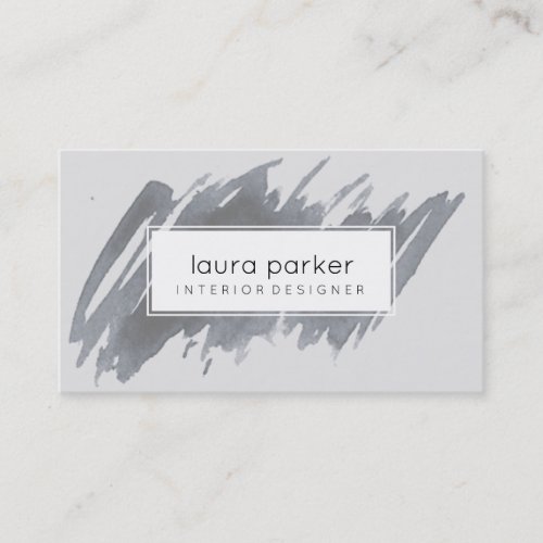 White Black Watercolor Splatter Abstract Modern Business Card