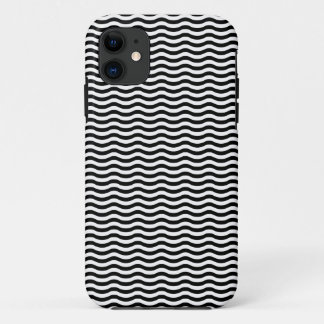 White Black Wave Pattern - Customizable background iPhone 11 Case