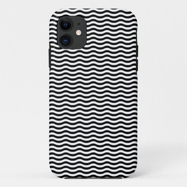 White Black Wave Pattern - Customizable background Case-Mate iPhone Case (Back)