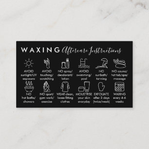 White Black Waxing aftercare twelve advices Business Card