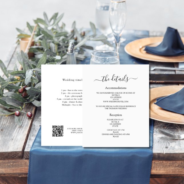 White black wedding program details QR code Flyer (Creator Uploaded)