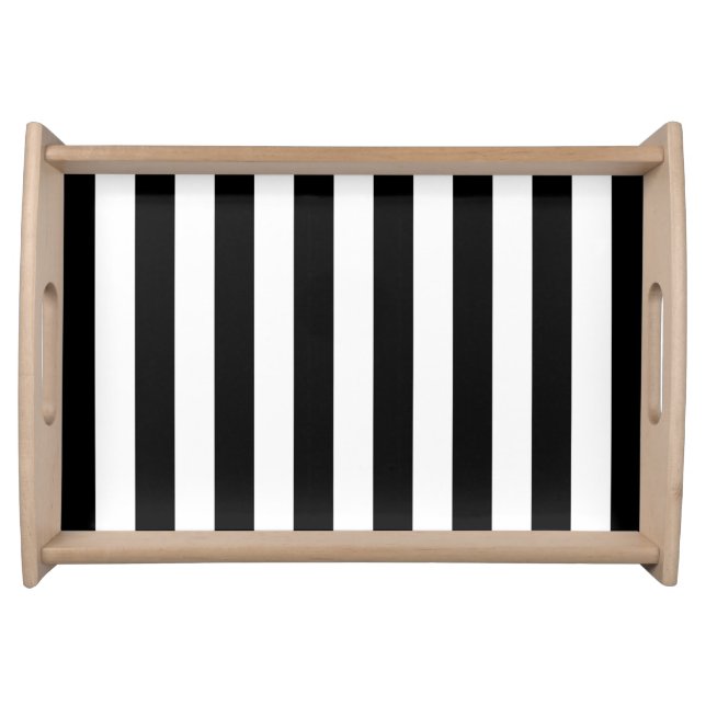  White Black & White Stripe Serving Tray (Front)