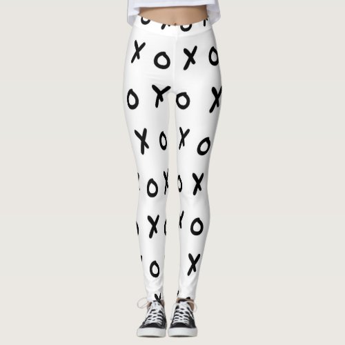 White  Black X O XO XOs Trendy Cute Leggings