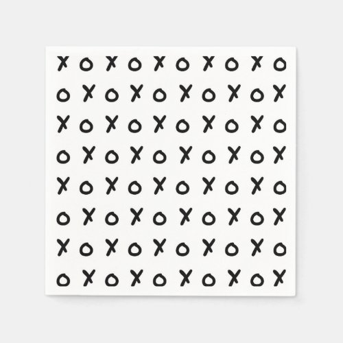 White  Black X O XO XOs Trendy Cute Napkins