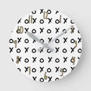 White & Black X O XO X&O's Trendy Cute Round Clock