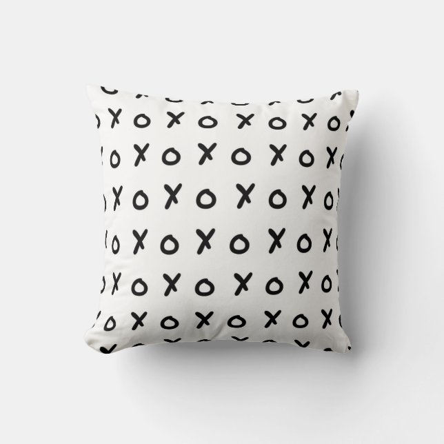 White & Black X O XO X&O's Trendy Cute Throw Pillow (Front)