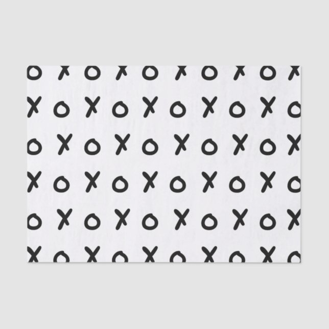 White & Black X O XO X&O's Trendy Cute Tissue Paper (Front)
