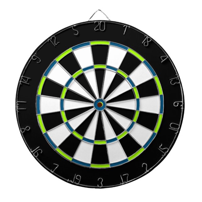 White, Black, Yellow and Blue Metal Cage Dartboard (Front)