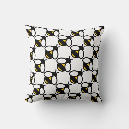 White black yellow bee graphic pattern  throw pillow