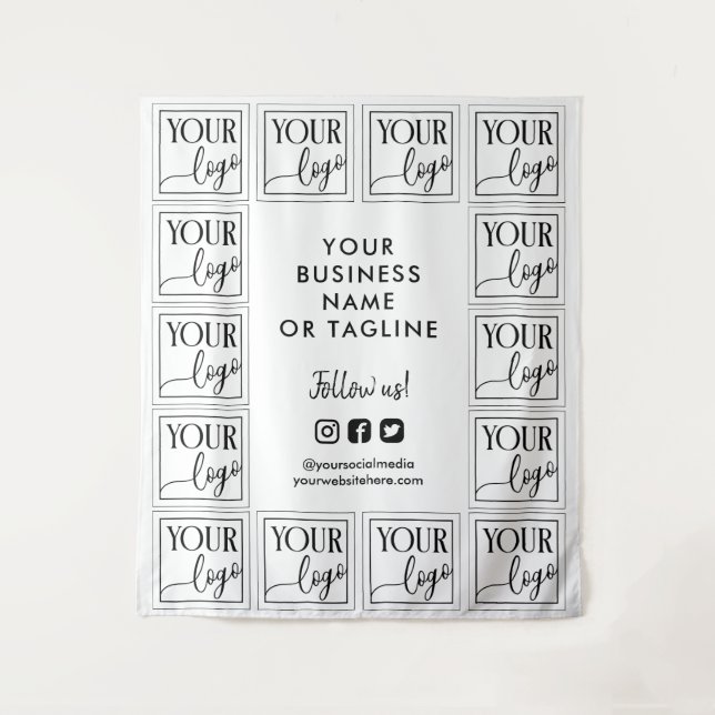 White Black Your Logo & Social Media Backdrop (Front)