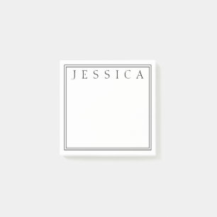 White & Black Your Name Post-it Notes