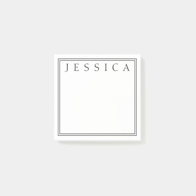 White & Black | Your Name Post-it Notes (Front)