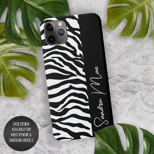 White Black Zebra Skin Stripes Print Pattern iPhone 11Pro Max Case