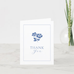 White Blank Blue Floral Folded Thank You Wedding Card