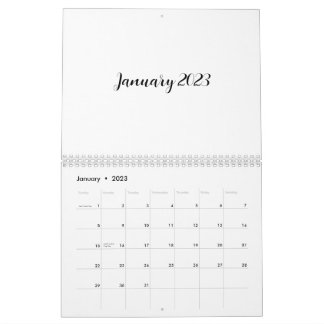 White Blank Calendar 2023 With Script Text