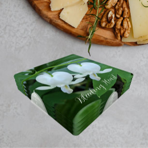 White Bleeding Heart Floral Coaster Set