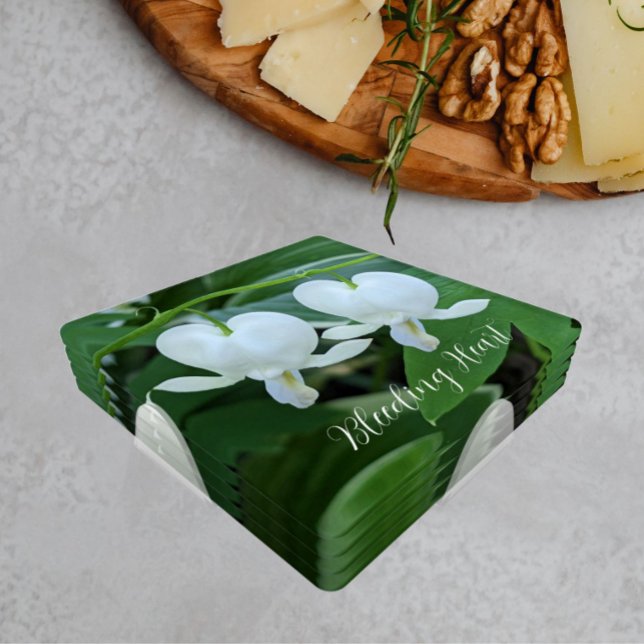 White Bleeding Heart Floral Coaster Set (In Situ Set)