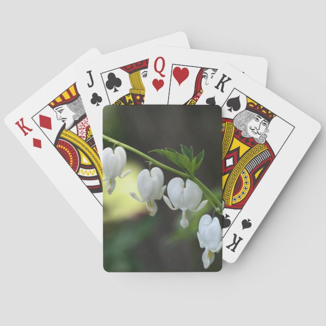 White Bleeding Heart Flowers  Poker Cards (Back)