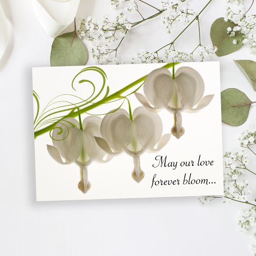 White Bleeding Hearts Flowers Wedding Invitation