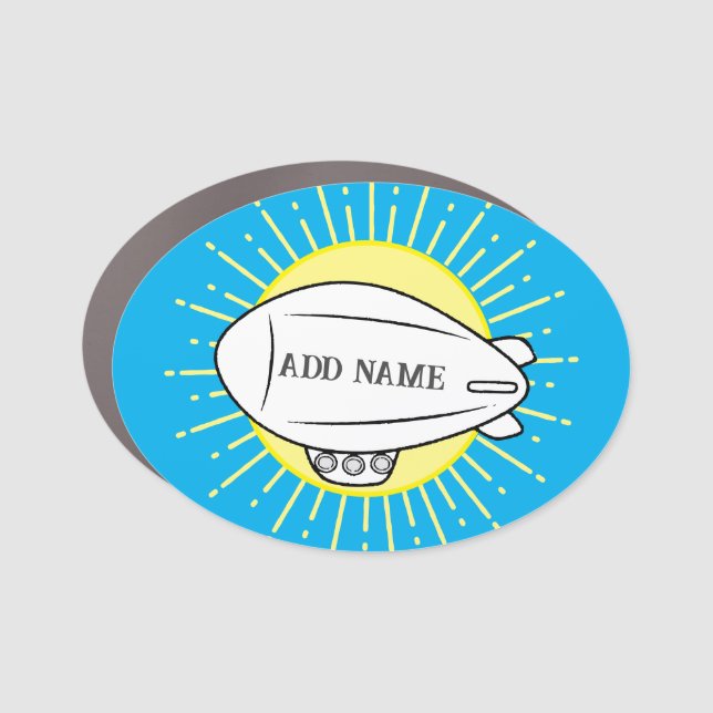 White Blimp Balloon Custom Car Magnet (Front)