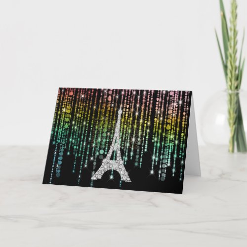 White Bling Eiffel Tower Card