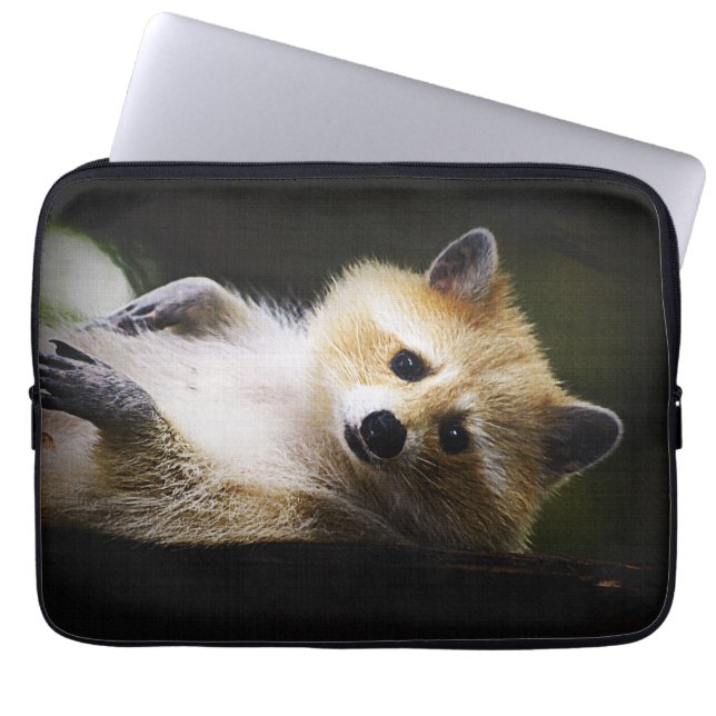 White Blond Raccoon Wildlife Cute Animal Laptop Sleeve (Front)