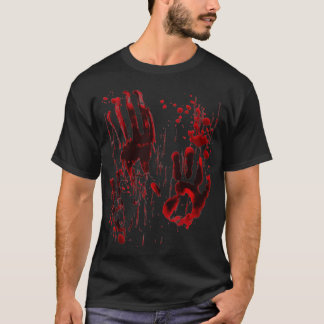White Bloody Hand Splatters Red Blood Handprint Ha T-Shirt