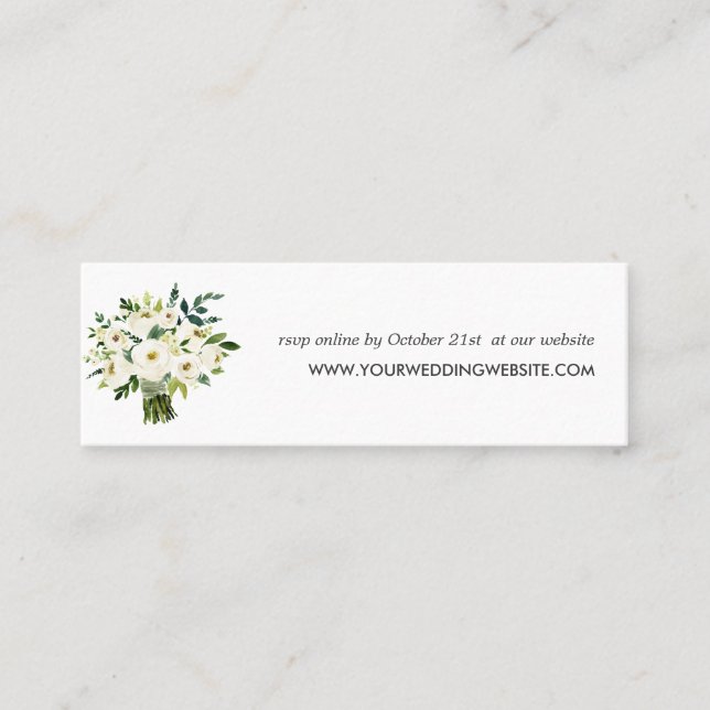 White Bloom | Bouquet Wedding  Website Mini Business Card (Front)