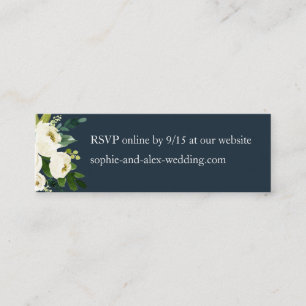 White Bloom Floral Wedding Website RSVP Cards Navy