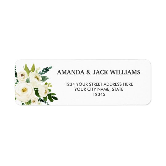 White Bloom | Flowers and foliage Floral Wedding Label | Zazzle.com