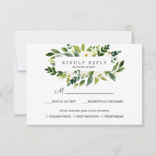 White Bloom FrameWedding Response RSVP MEAL option