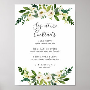 White Bloom Signature Cocktail Menu Sign