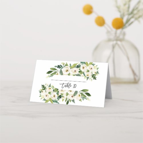 White Blooming Floral Handwriting Table Number Place Card