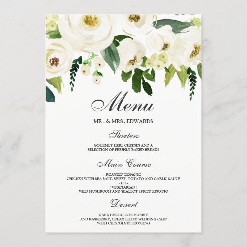 White Blooming Flowers All Occasions Menu