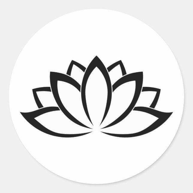White Blooming Lotus Flower symbol Classic Round Sticker (Front)