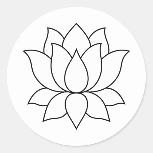 White Blooming Lotus Flower symbol Classic Round Sticker