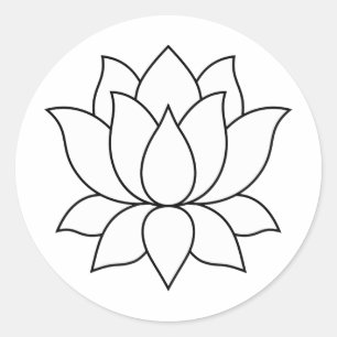 White Blooming Lotus Flower symbol Classic Round Sticker
