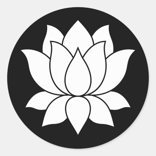 White Blooming Lotus Flower symbol Classic Round Sticker (Front)