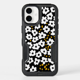 White Blooms on Black  iPhone 16 Mini Case