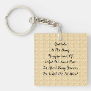 White Blossom Abstract Gratitude Keychain