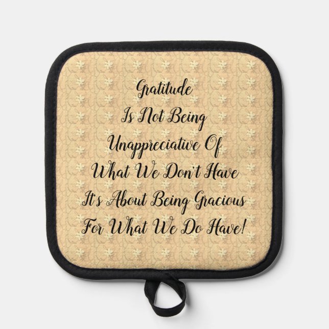 White Blossom Abstract Gratitude  Pot Holder (Front)