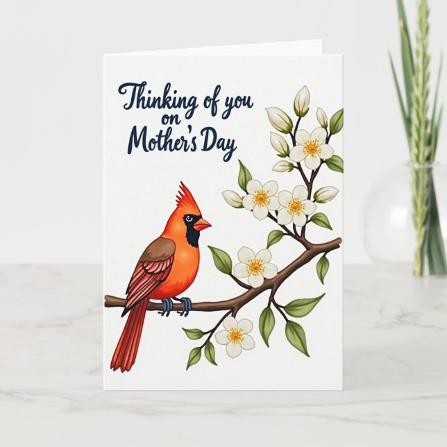 White Blossom Birds Mothers Day Card (Front)